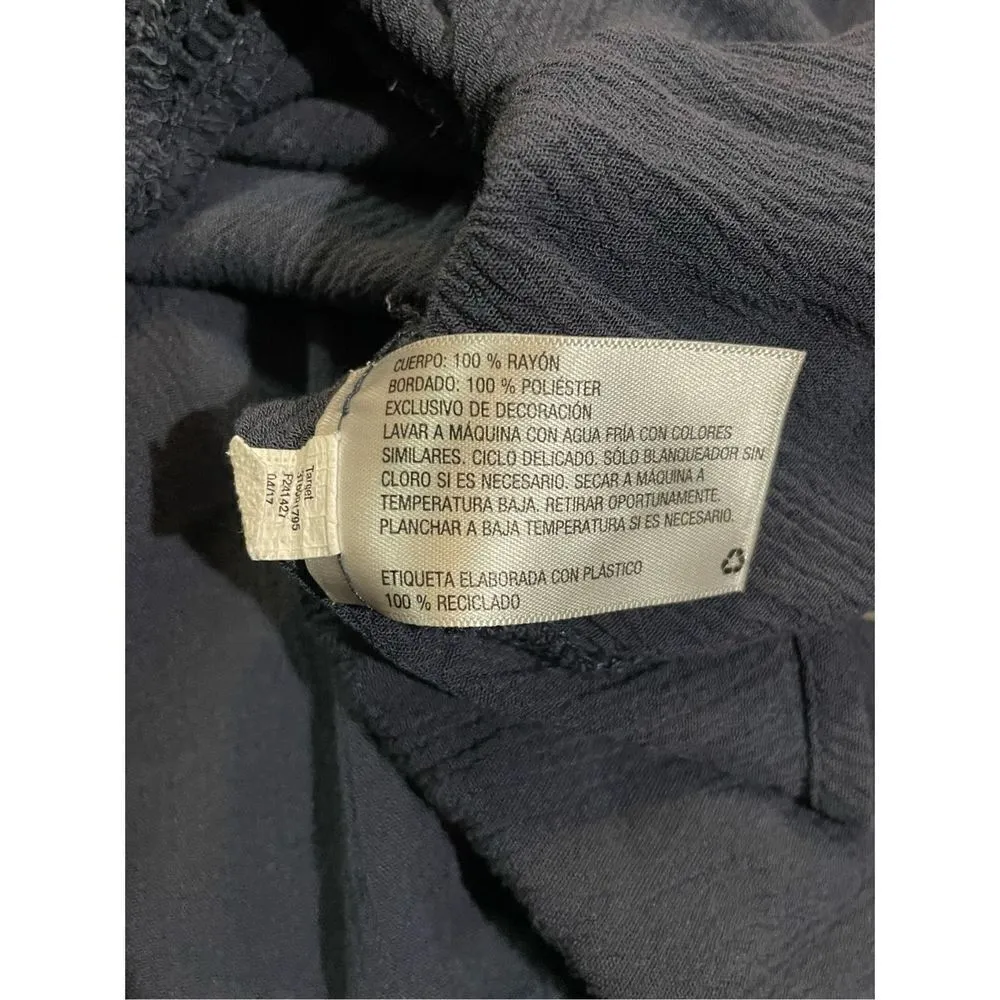 Knox Rose Women's Navy Blue Cross Stitched Floral Off The Shoulder Dress sz XL - Image 6