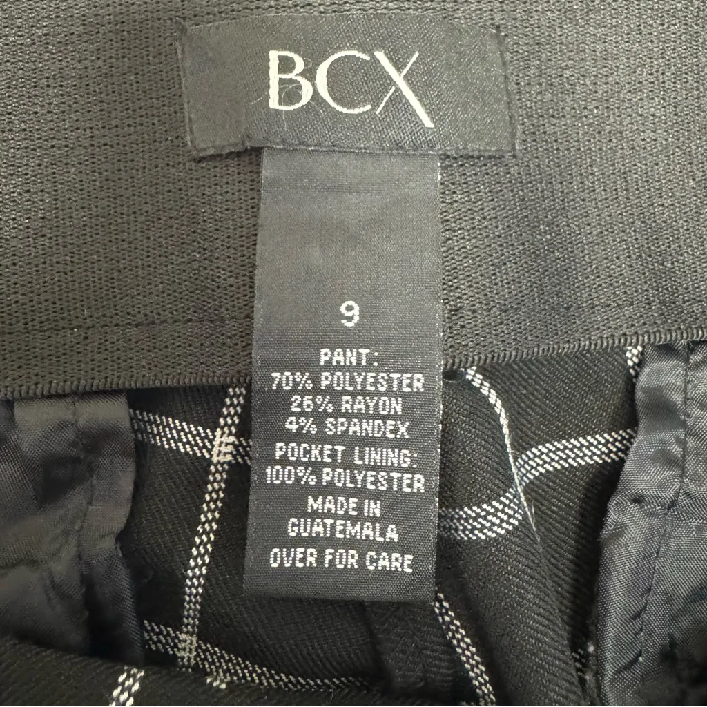 BCX Women's Black White‎ Plaid Straight Leg  Preppy Y2K Pants Size 9 - Image 3