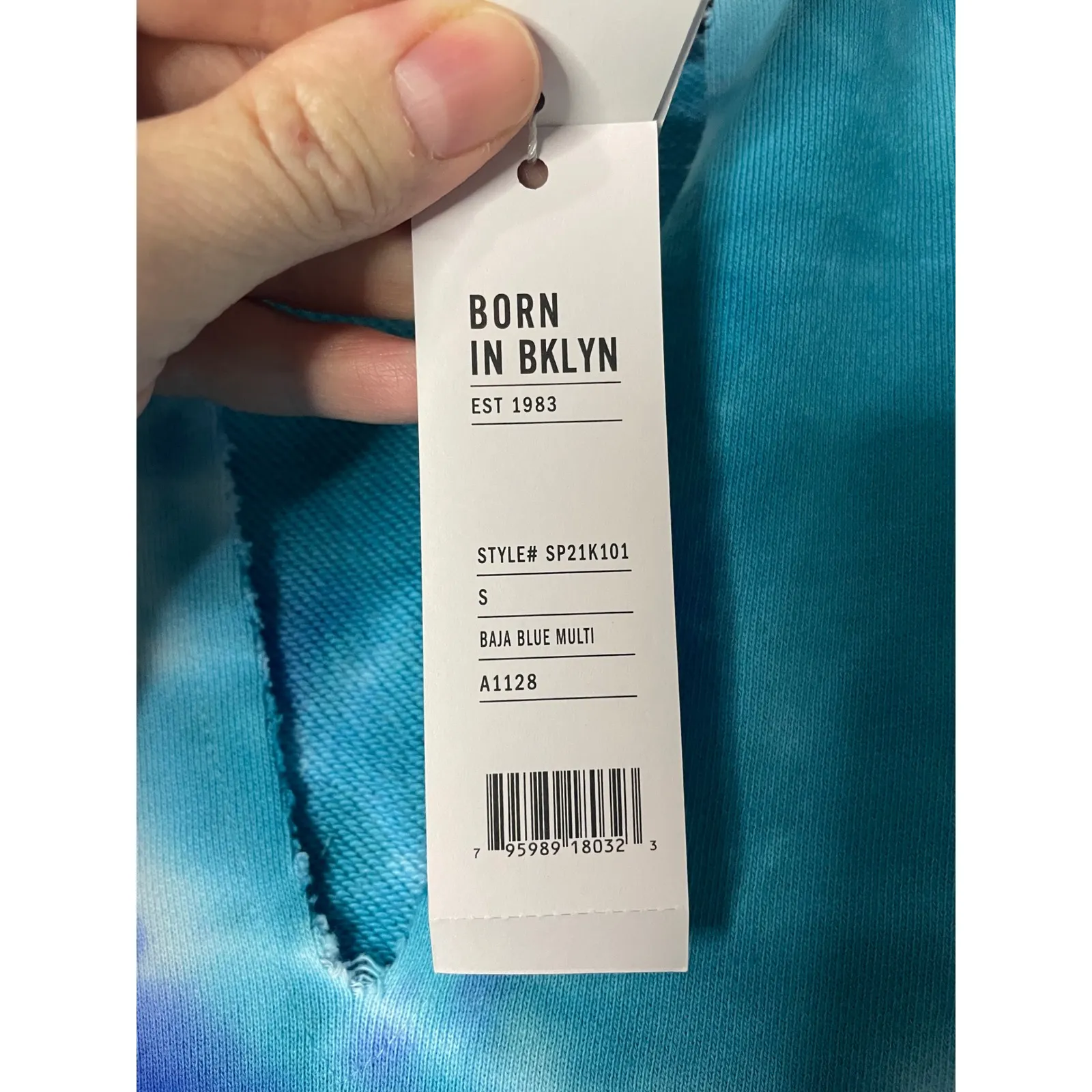 525 Born in Bklyn Tie Dye Cropped Sweatshirt Vest Top Blue Green Women's S - Image 3