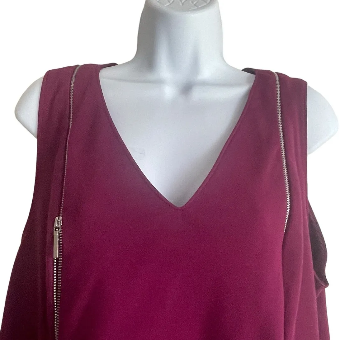 Lane Bryant Women Tunic Top 14/16‎ Wine Stretch Unique Zipper Detail Futuristic - Image 12