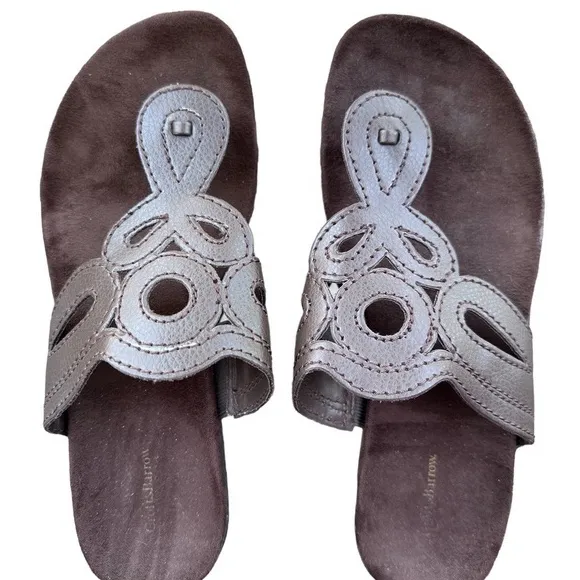 Croft & Barrow Womens Brown‎ leather Slip On Thong Sandals Size 8 - Image 2