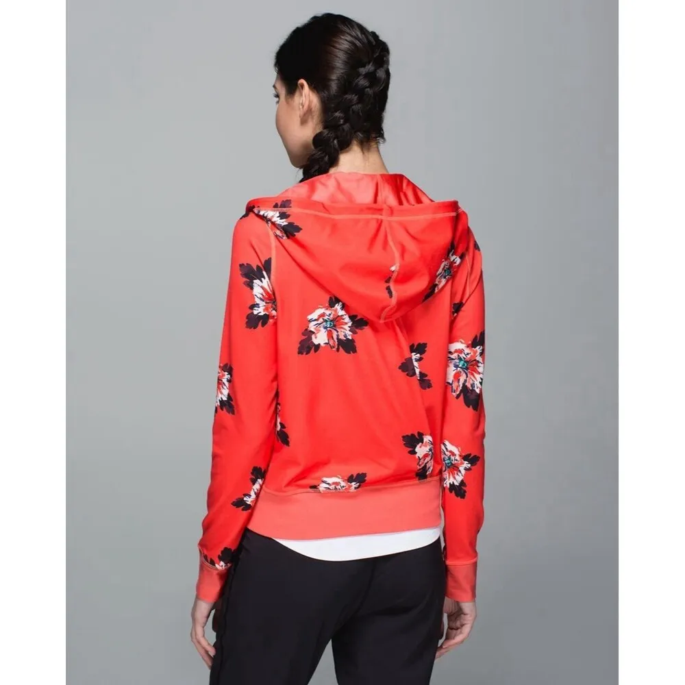 Lululemon Namaskar Hoodie Sweater Atomic Flower Parfait Orange Size 6 Full Zip - Image 2