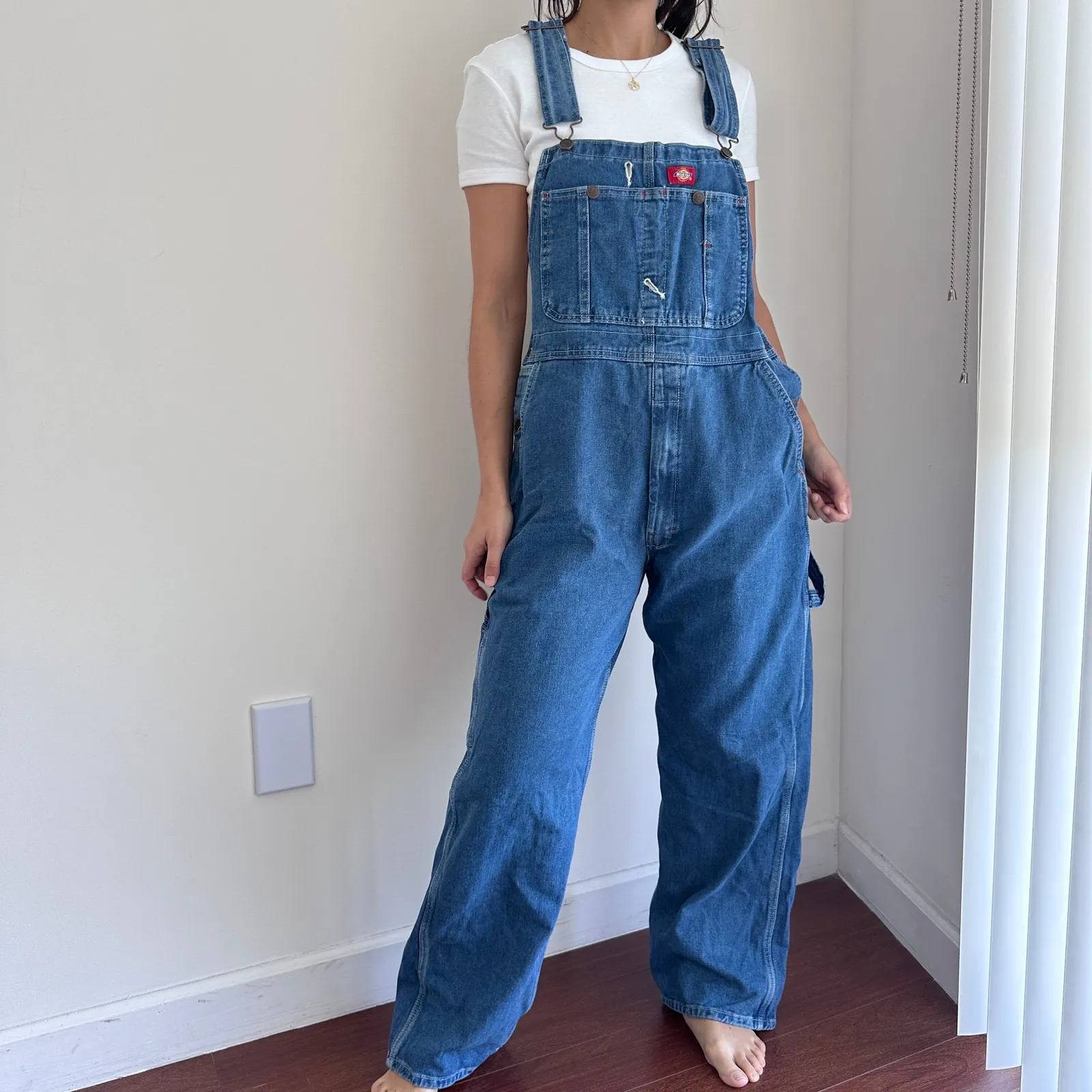 Dickies Denim Overalls 34 x 32 Dungarees Cargo Bib Carpenter Baggy Streetwear Blue - Image 4