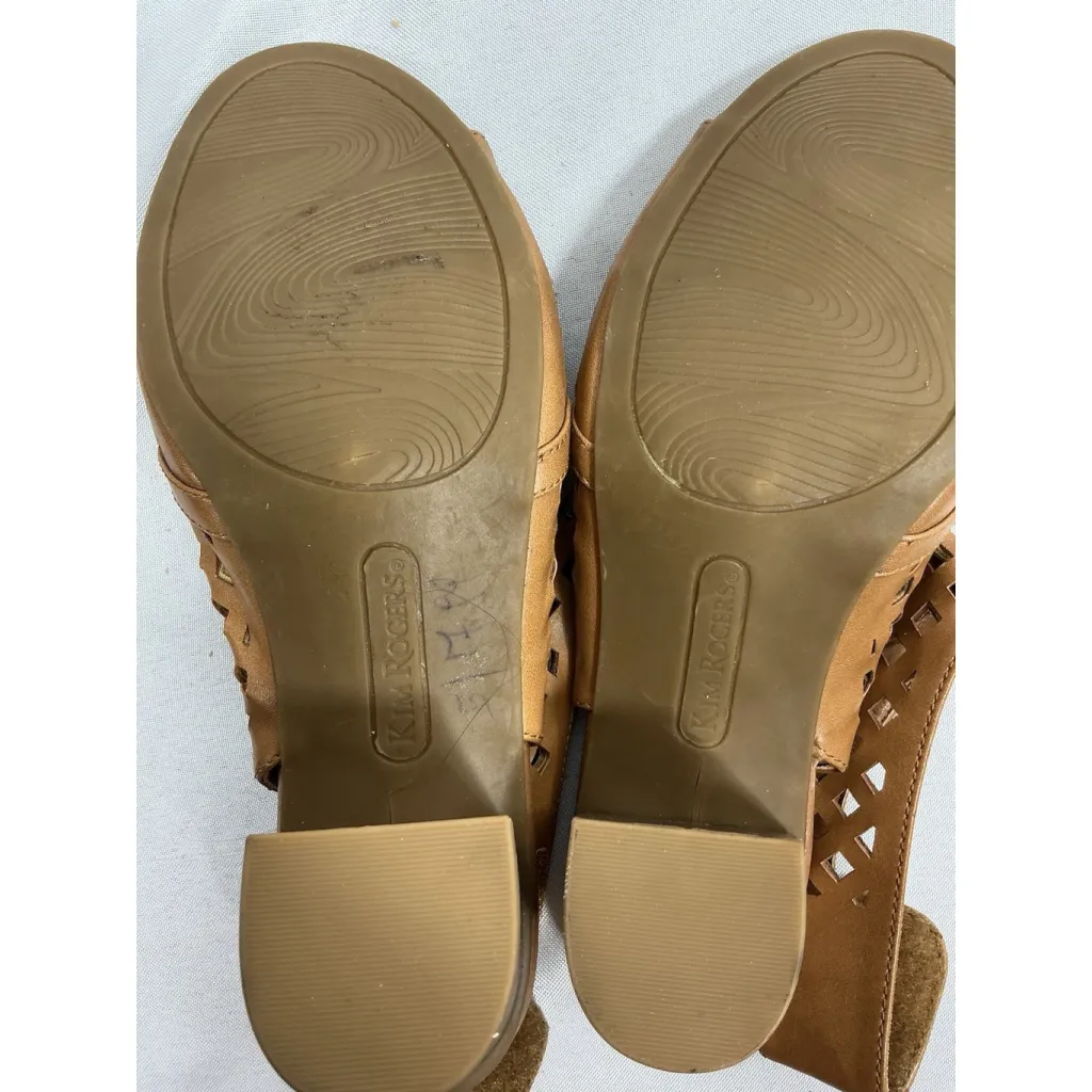 Womans Kim Rogers Simion Strappy Shoe 6.5 M Brown Open Toe Heel Vented - Image 7