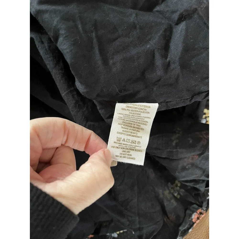 Free People Black Floral Smocked Long Sleeve Tunic Mini Dress Size Small - Image 7