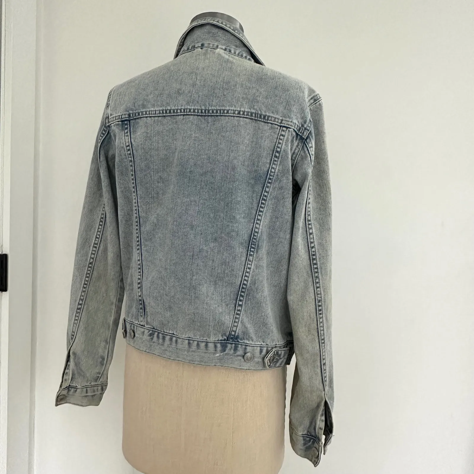Topshop Moto Light Wash Distressed Denim Jacket Womens Size XS US 2‎ - Image 5