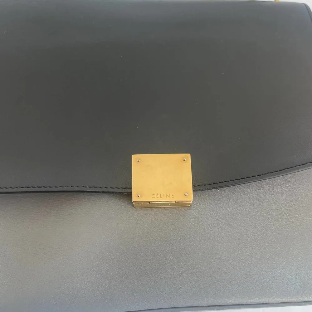 CELINE 2WAYHand Bag Trapeze Shoulder bag Gray x Black x Orange - Image 3