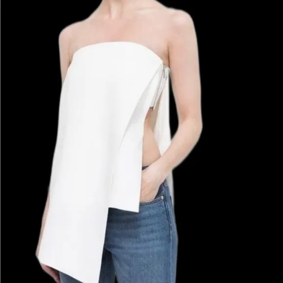 C/MEO Collective Cream Black Asymmetrical Wrap blouse - Image 2