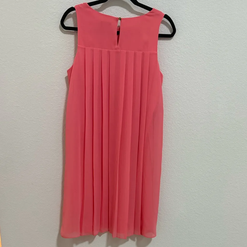 Ann Taylor Sleeveless Coral Pink Pleated Back Swing Dress Trapeze Keyhole 10 - Image 5