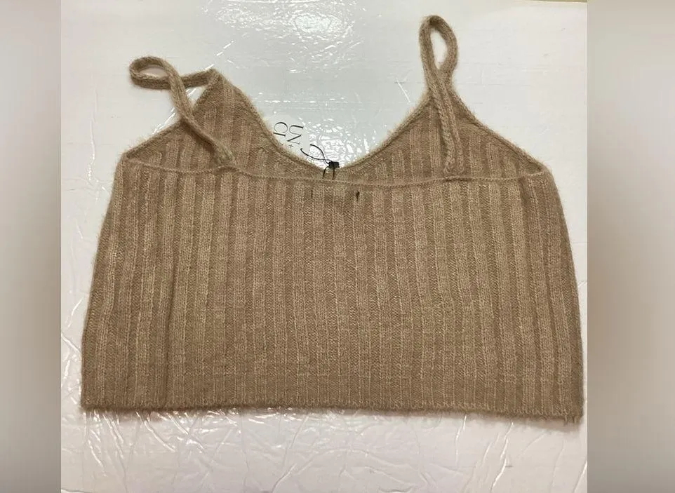 Paper Moon Tan Ribbed Knit Women's Top Size Large - Image 5