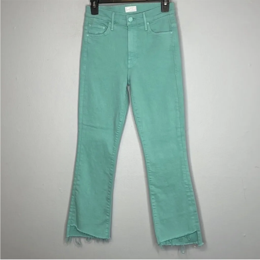 NWOT MOTHER The Insider Crop Step Fray Play Date Denim Jeans Lagoon Green 24 - Image 2