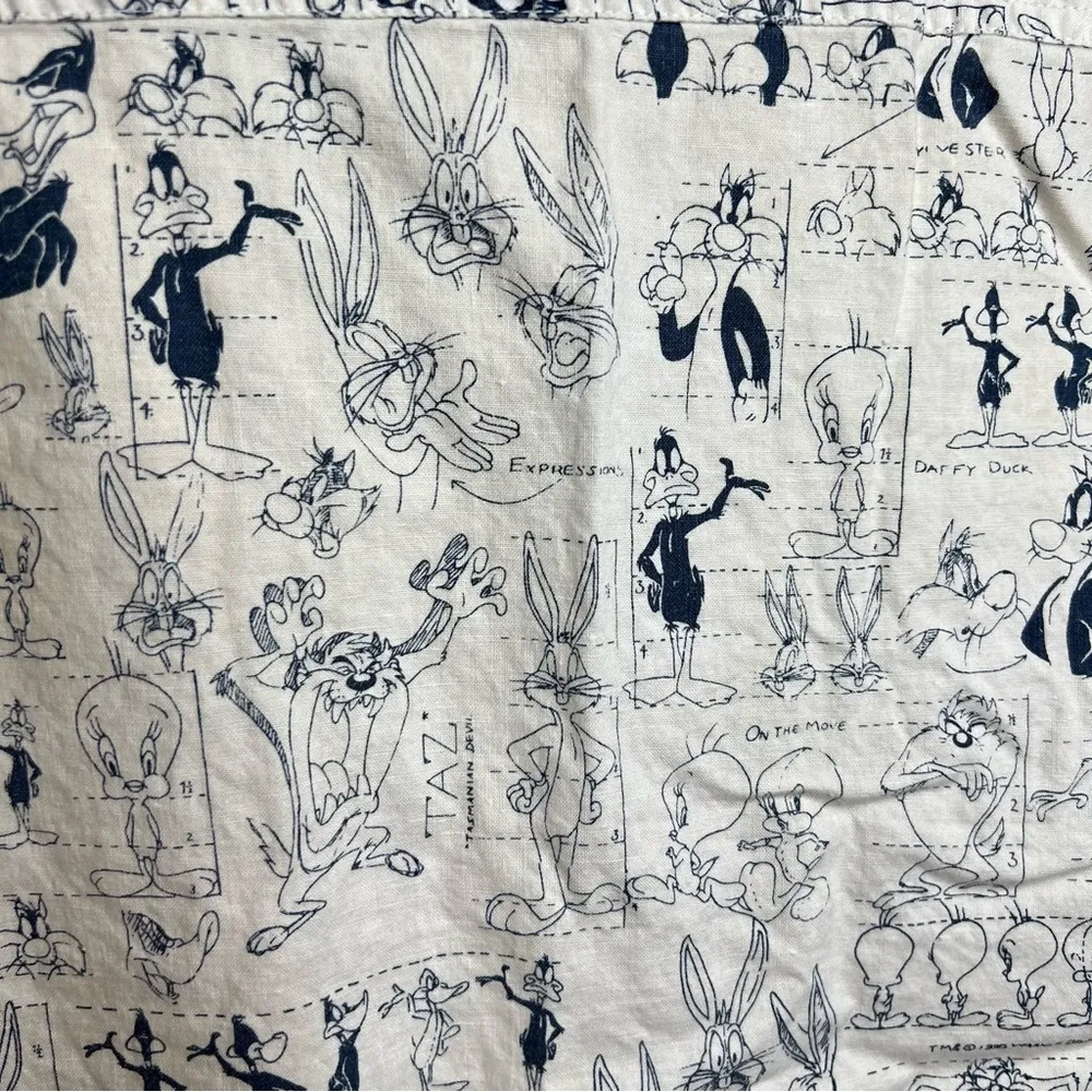 Vintage 90s Looney Tunes Blues Button Down Sleeveless Shirt All Over Print Med - Image 6