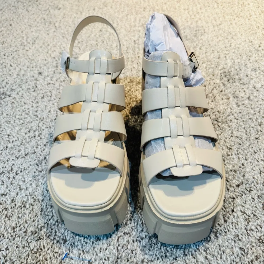 NEW Galaxy Off White Platform Sandals Chunky Lug Soles Size 11 - Image 2