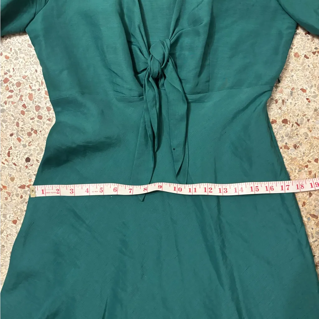 ZARA  DUCK GREEN MIDI DRESS WITH FRONT TIE Size Small - Image 11