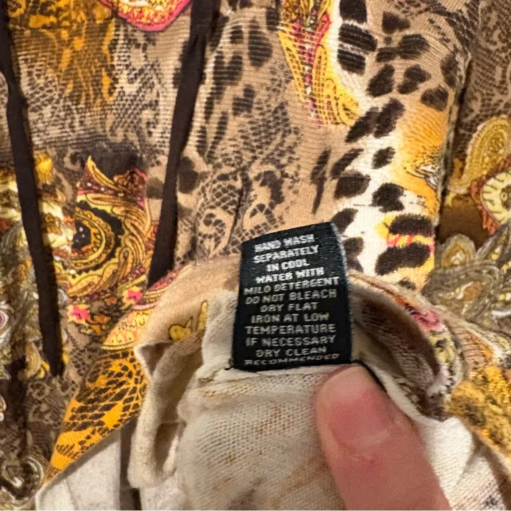 Cyrus mixed print animal print tie sweater brown Tan - Image 5