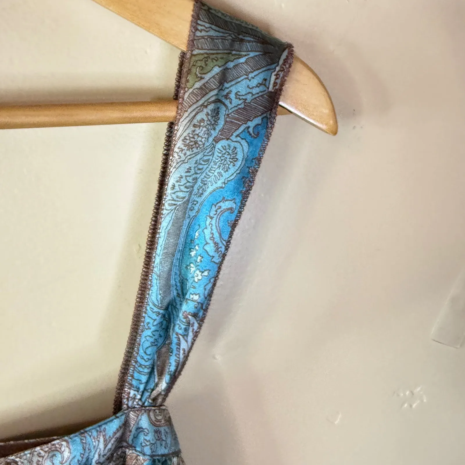 Vintage Self Esteem Y2K Sz Large Baby Doll Whimsy Satin Paisley Square Neck Boho - Image 5