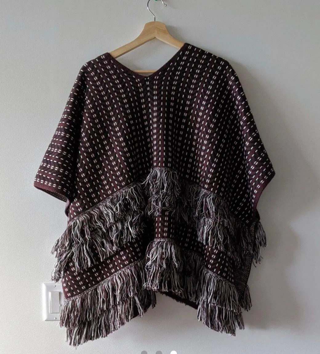 Charlotte Jacquard Poncho Jacket Cape Sweater - Image 5