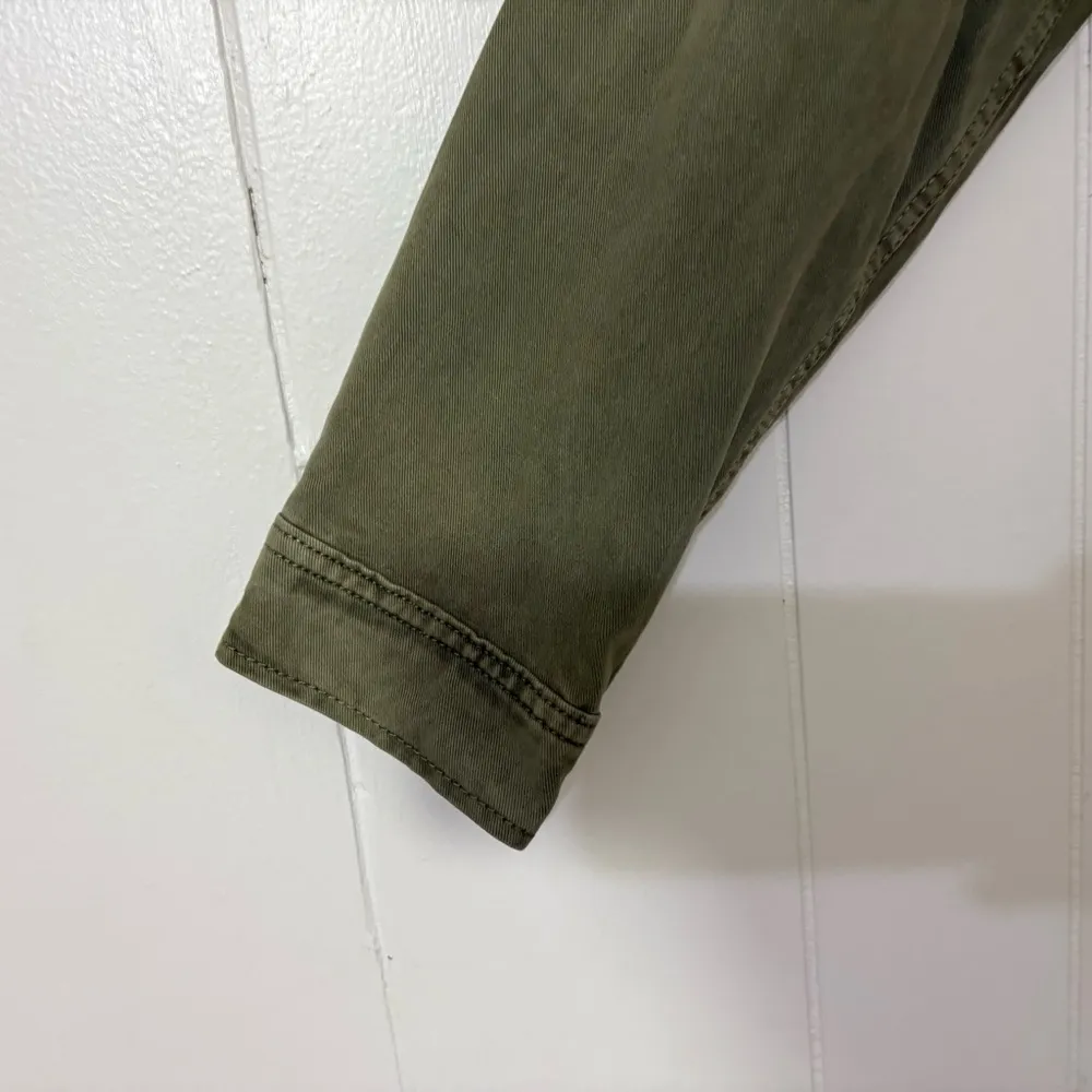 Velvet Heart Denim Long Sleeved Cropped Jacket  Olive Green Cotton Size L - Image 3