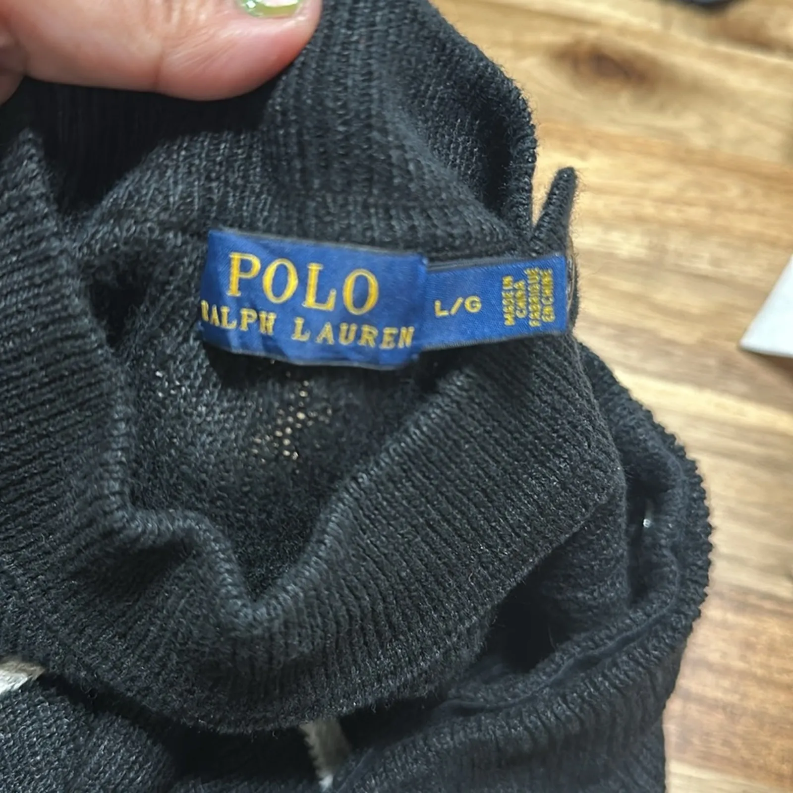 Polo Ralph Lauren Black Striped Mock Neck Sweater – Button Shoulder, Women’s - Image 7