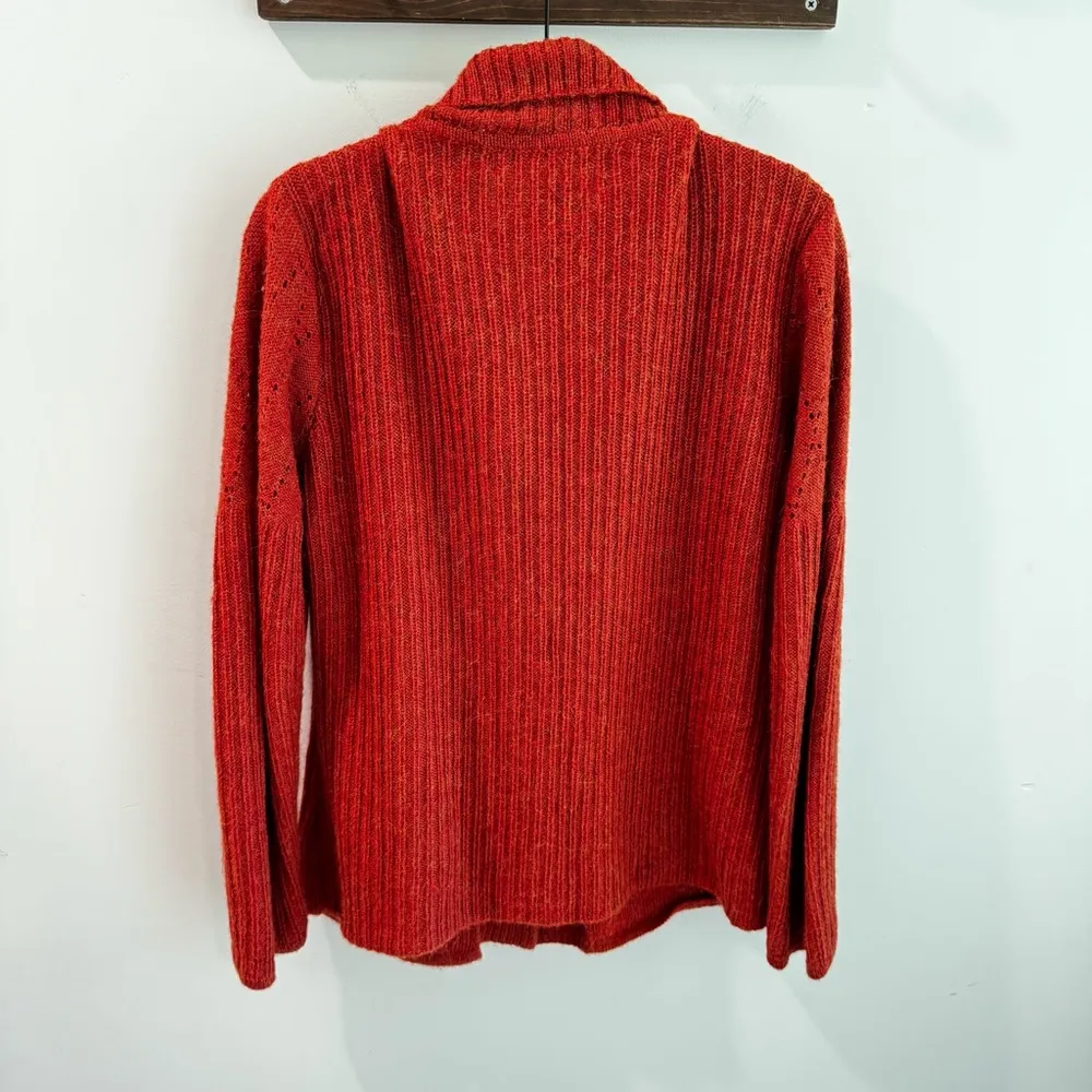 La Domenica La Casa De La Llama 100% Baby Llama Burnt Orange Cardigan Sweater L Size L - Image 8
