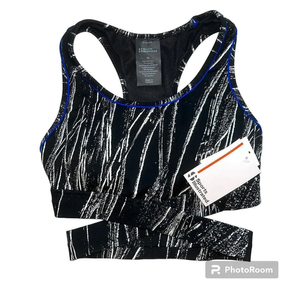 Sports Illustrated Ski Track Black & White Criss Cross Sports Bra NWT Size XS - Image 7