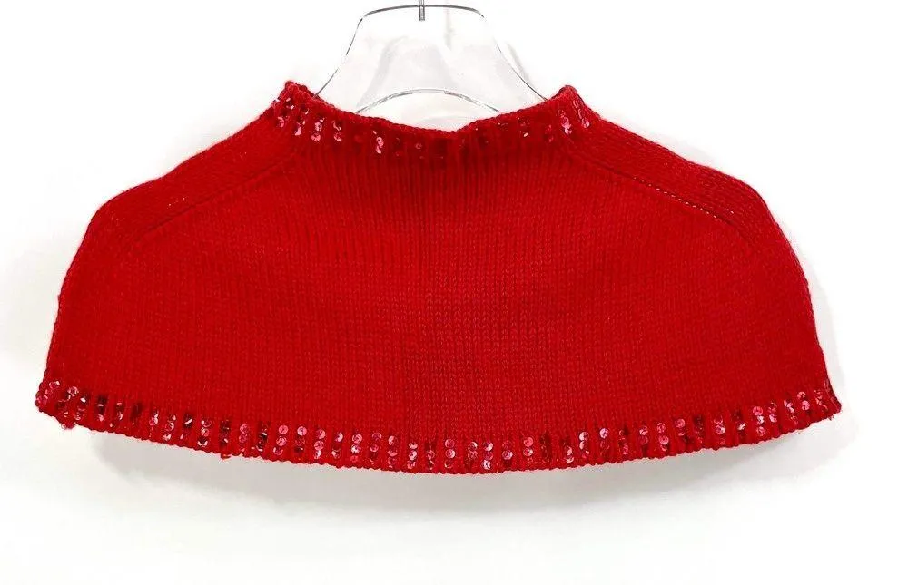 00s Vintage Red Knit Sequin Neck Cowl - Image 2