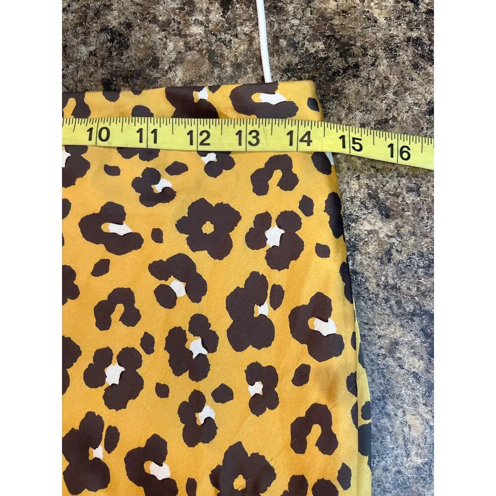 4SI3NNA Quinn Medium Gold Orange Black Animal Print Satin Midi Skirt - Image 9