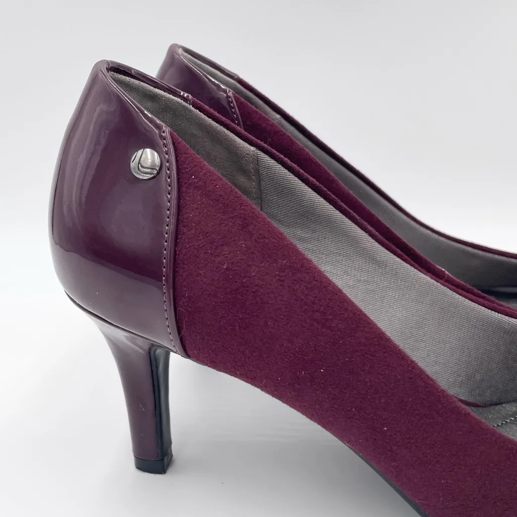 LifeStride Lively Women's High Heels Pumps Size 9 Dark Wine Red Microsuede Stud - Image 2