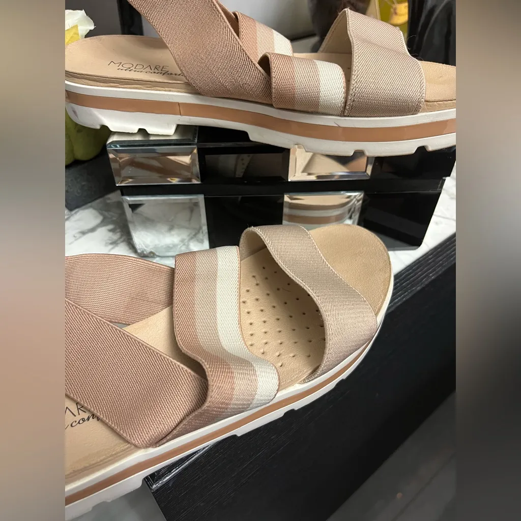 Moda Women's Sandals in Blush and Beige Pink Size 7 - Image 7