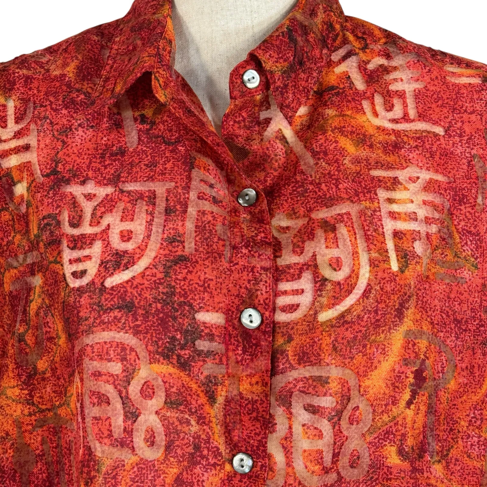 Chico’s SZ 2 (Large) Top Button-Up Semi-Sheer Long Sleeve Lightweight Slits - Image 2