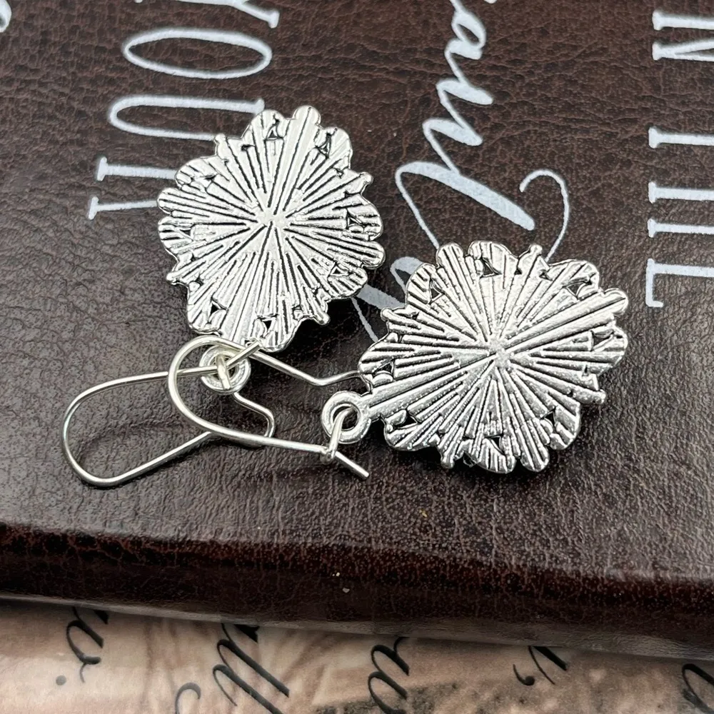 Vintage Neon Rainbow Glass Cabochon Reflective Stainless Steel Dangle Earrings - Image 7