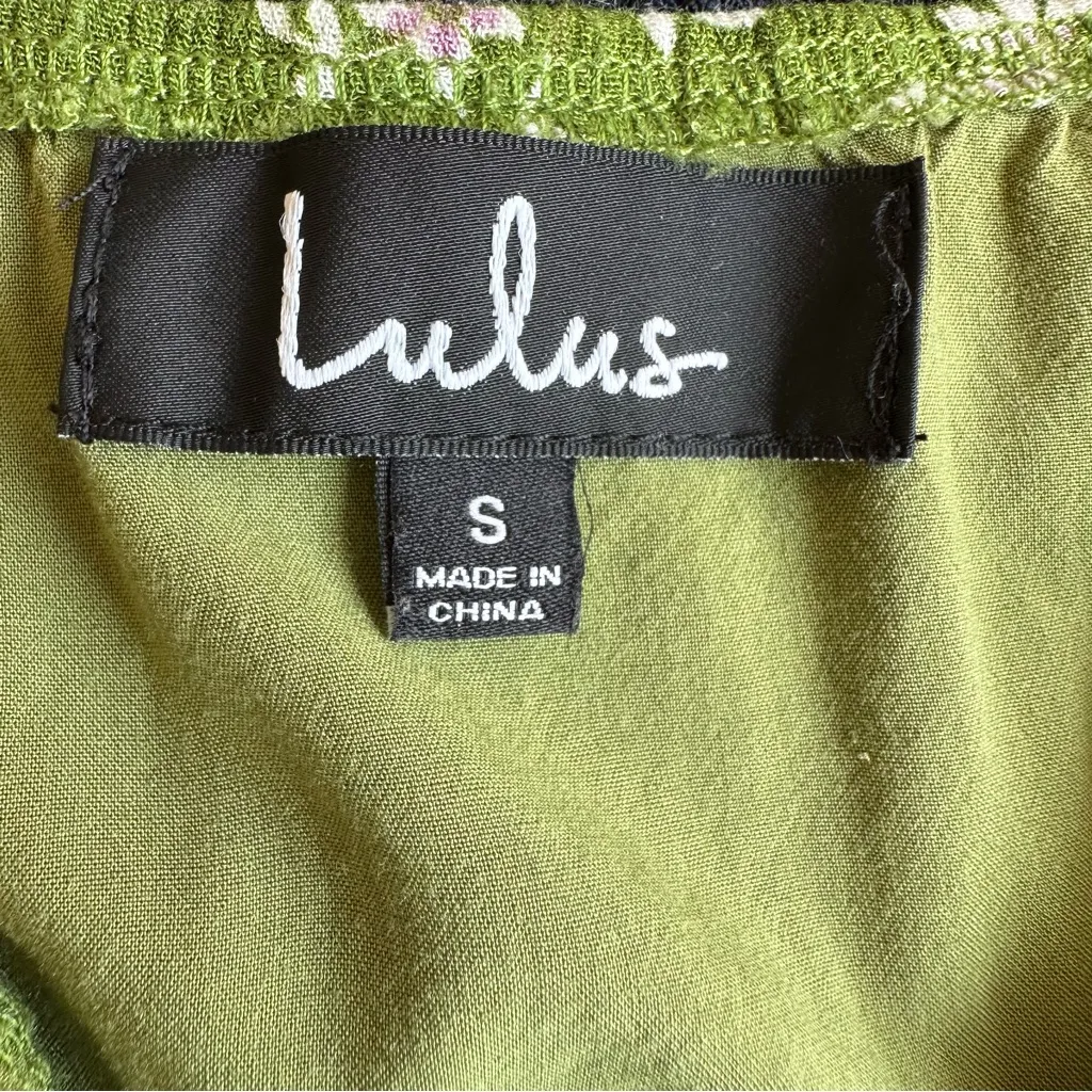 Lulu’s Missie Olive Green Floral Print Ruffled Tie-Back Midi Dress NWOT | Small - Image 14