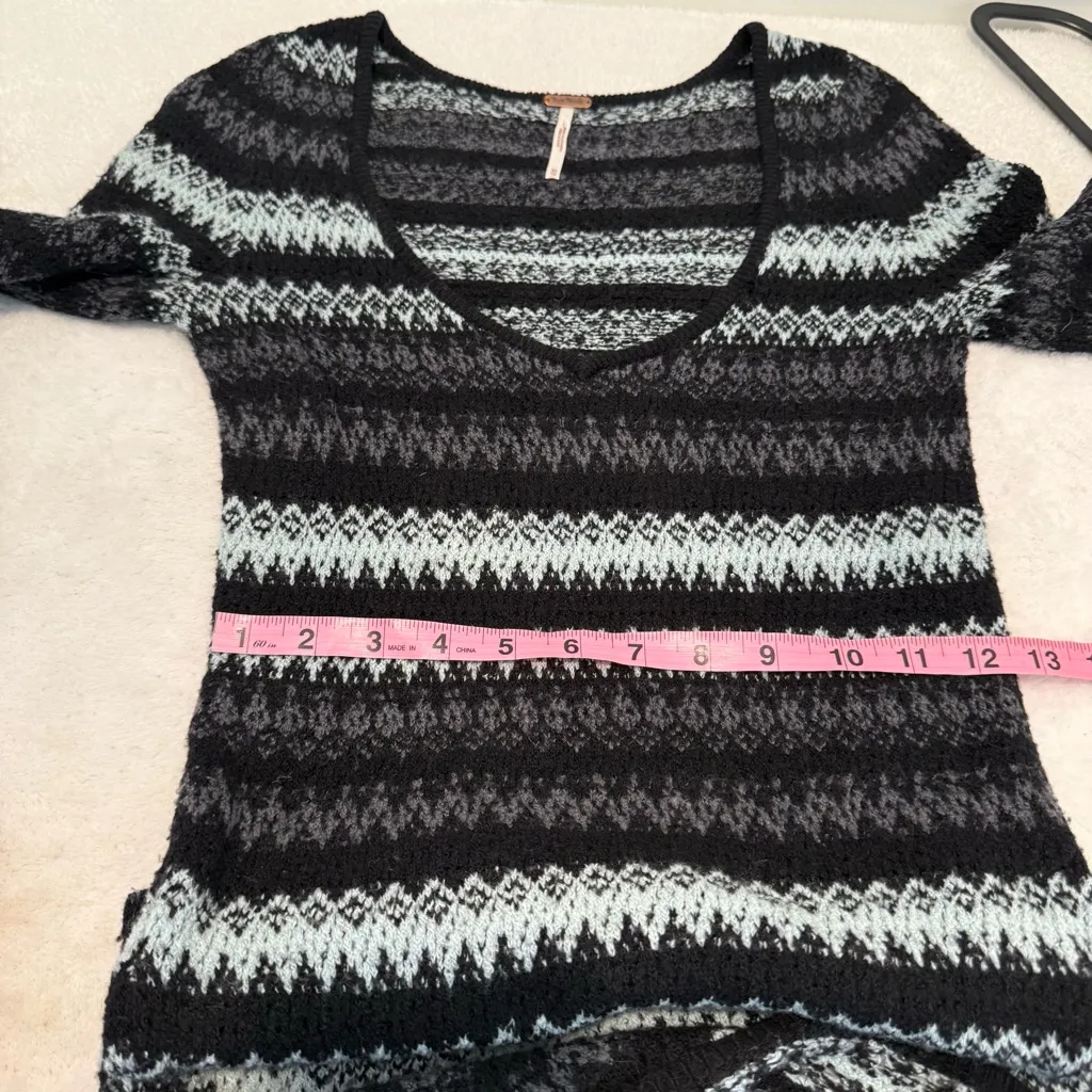 Free People Black Baby Blue Fair Isle Long Sleeve Sweater Dress XS - Image 10