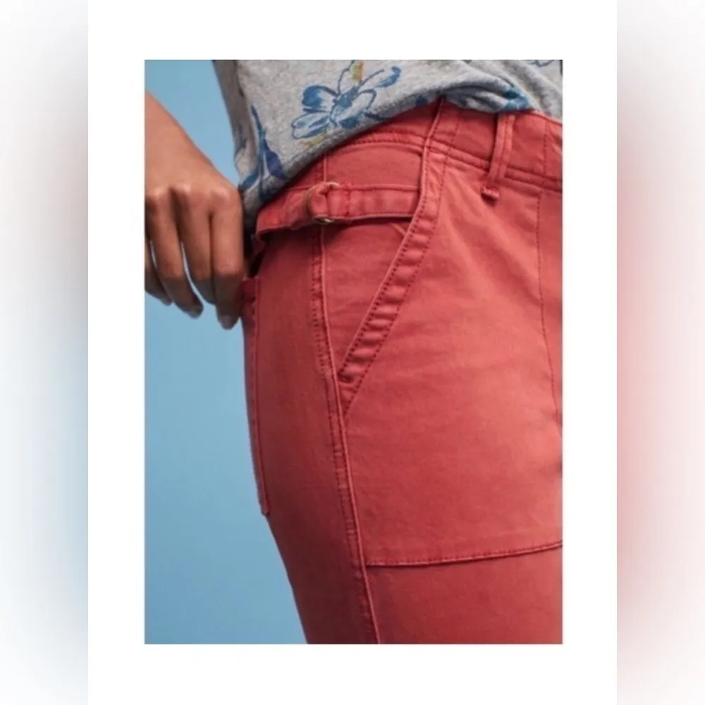 Anthropologie Hei Hei Red Rust Slim Skinny Utility Pocket Cargo Pants - Image 3