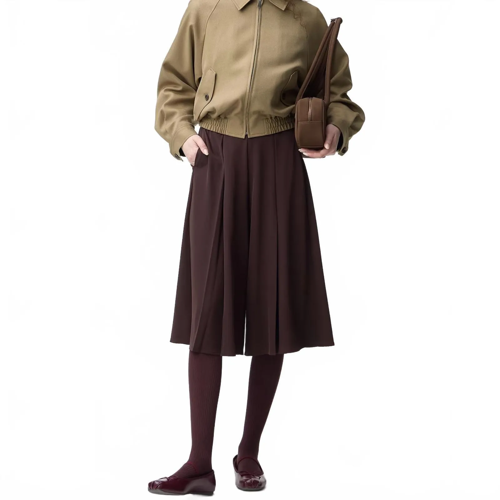 Uniqlo GU Draped Culottes NWT Dark Brown Large - Image 2