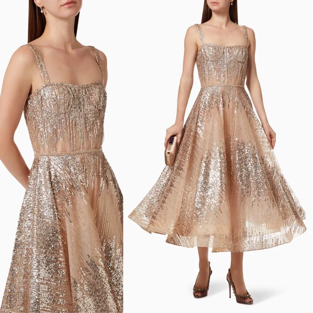 BRONX AND BANCO Mademoiselle Nude Midi Dress XS - Image 9