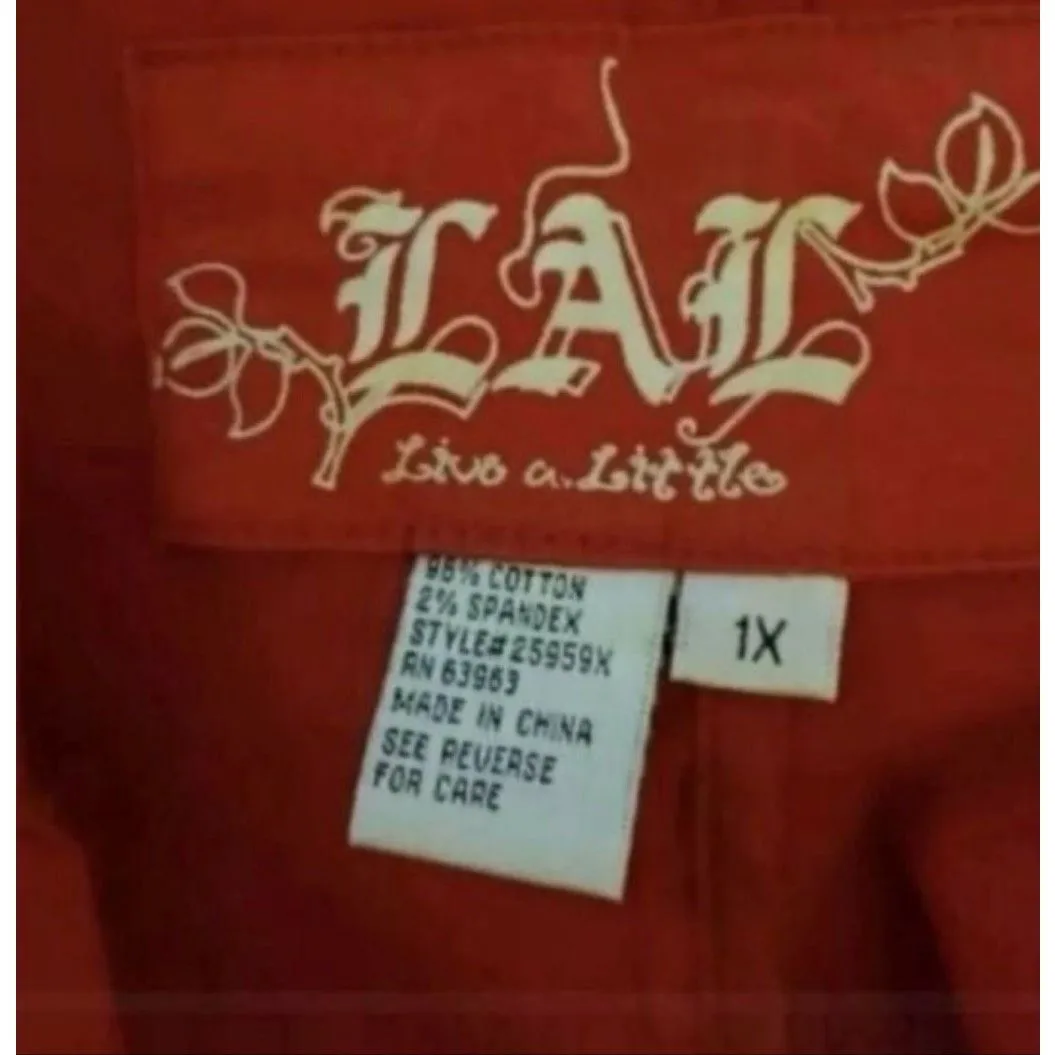 Women Solid Red Casual Jacket Plus Size 1X Snap-Closure 3/4-Cuffed Sleeve - Image 9