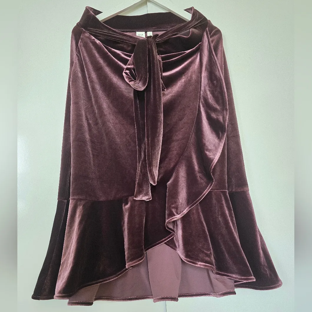 Gap Purple velvet ruffled wrap midi skirt Size M - Image 5