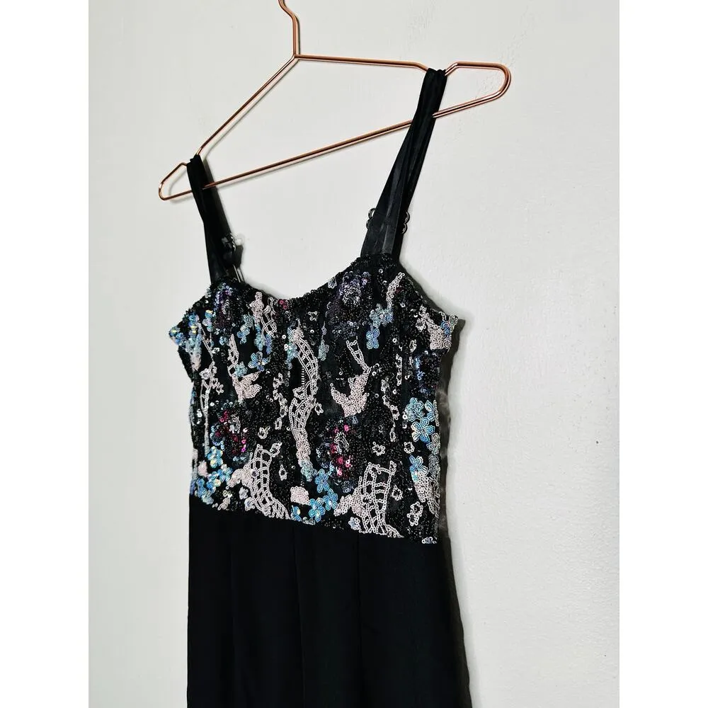 Bronx & Banco Black Sequin Multicolored Sweetheart Neckline Jumpsuit Size S - Image 12