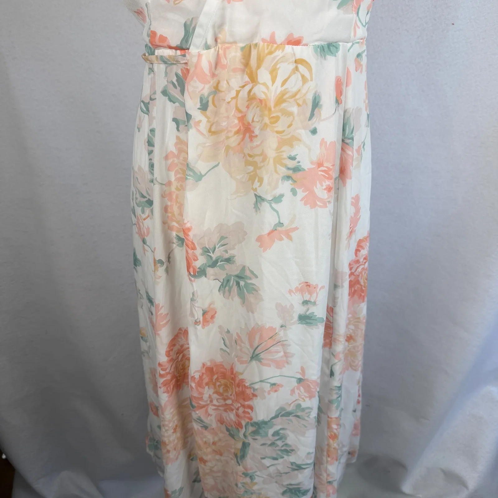 Abercrombie & Fitch Angel Sleeve Wrap Midi DressSmall CoralFloral Pink Vacation - Image 6