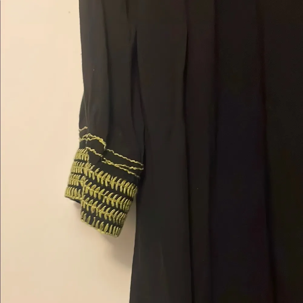 Uncle Frank Black and Green Dress with Cuffed Sleeves and Bib Collar - Image 6