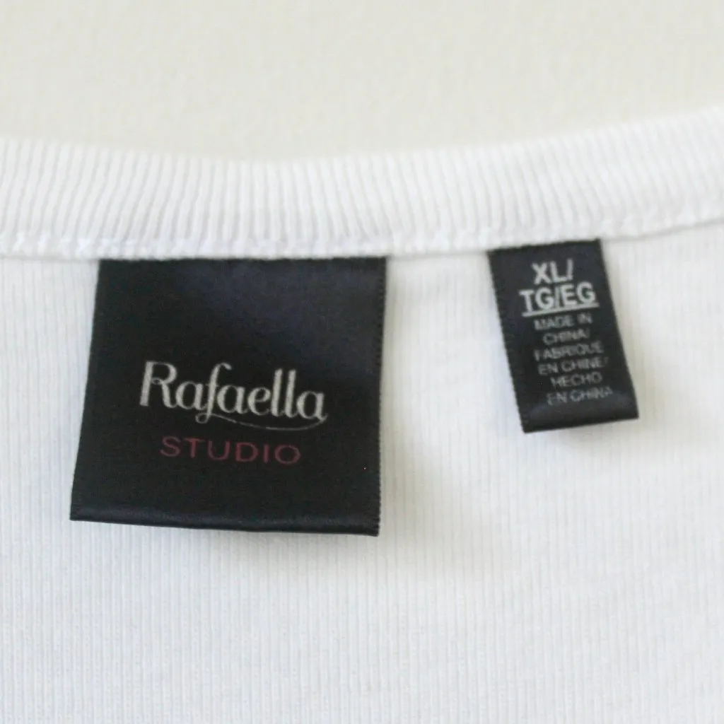 Rafaella 100% Cotton White Sleeveless Metal Accent Tank Top Extra Large Size XL - Image 5