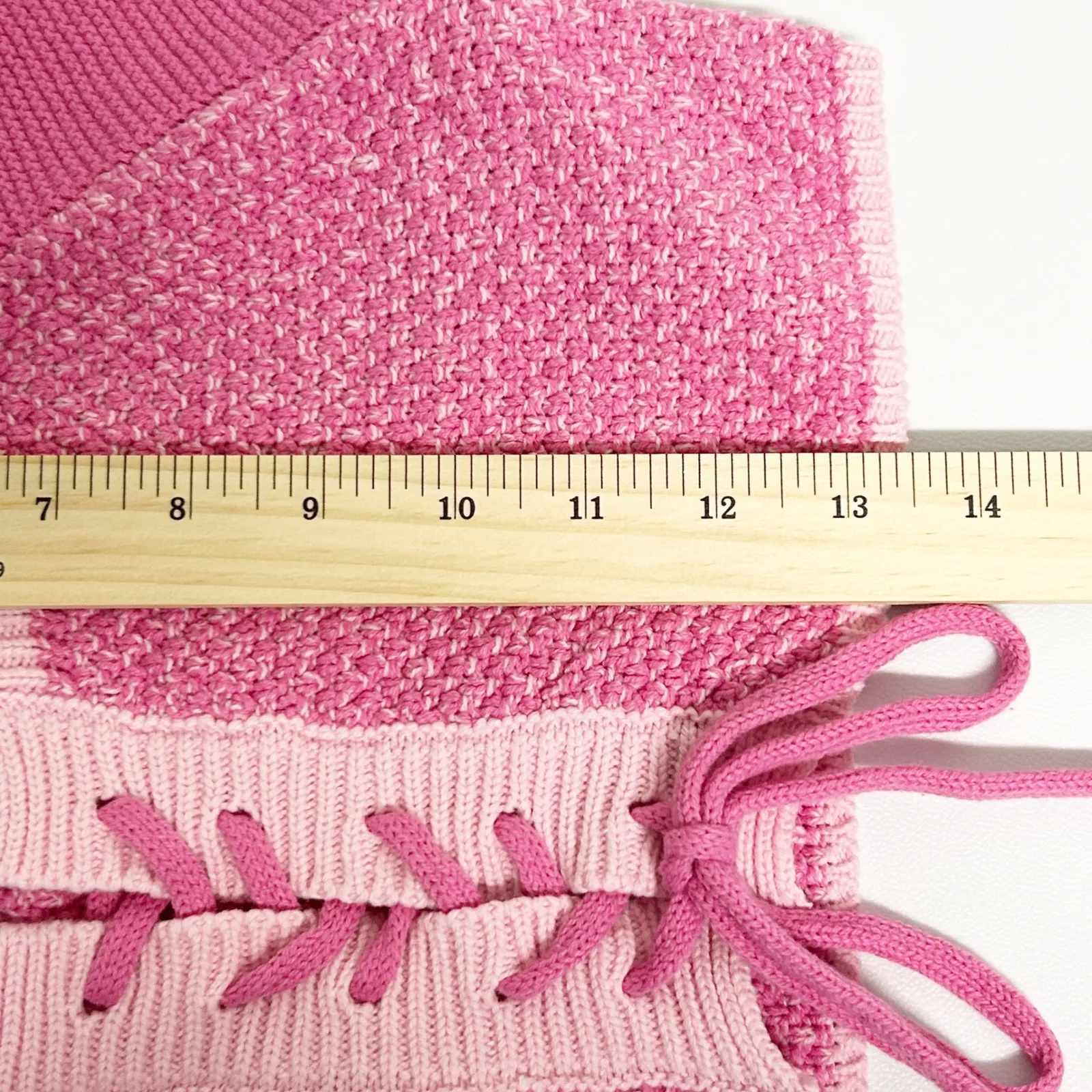 Cider Womens Modern Barbie Girly Feminine Knit Lace-Up Cropped Top Size M Pink - Image 7