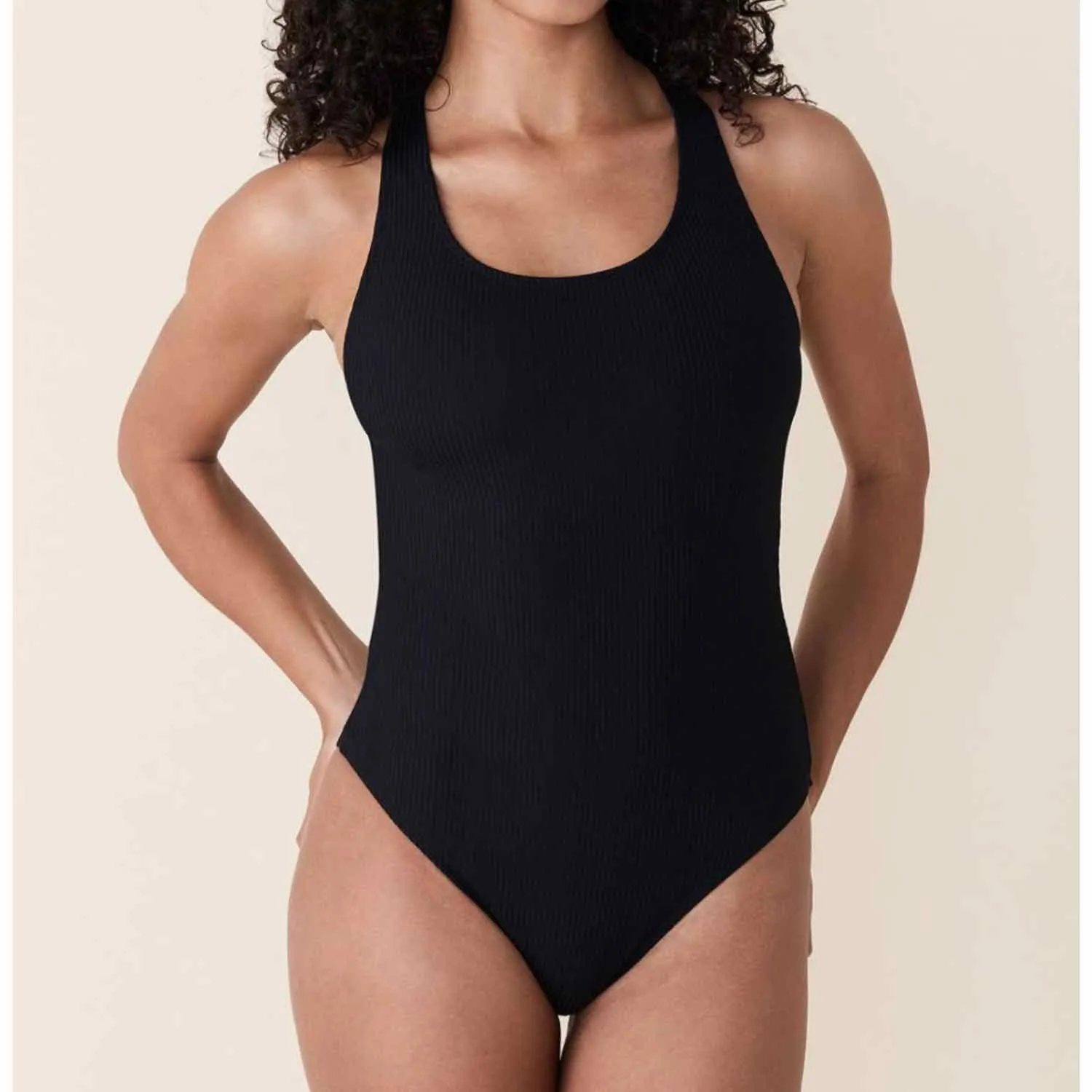 Andie The Tulum Rib One Piece Swimsuit Black Size Medium - Image 8