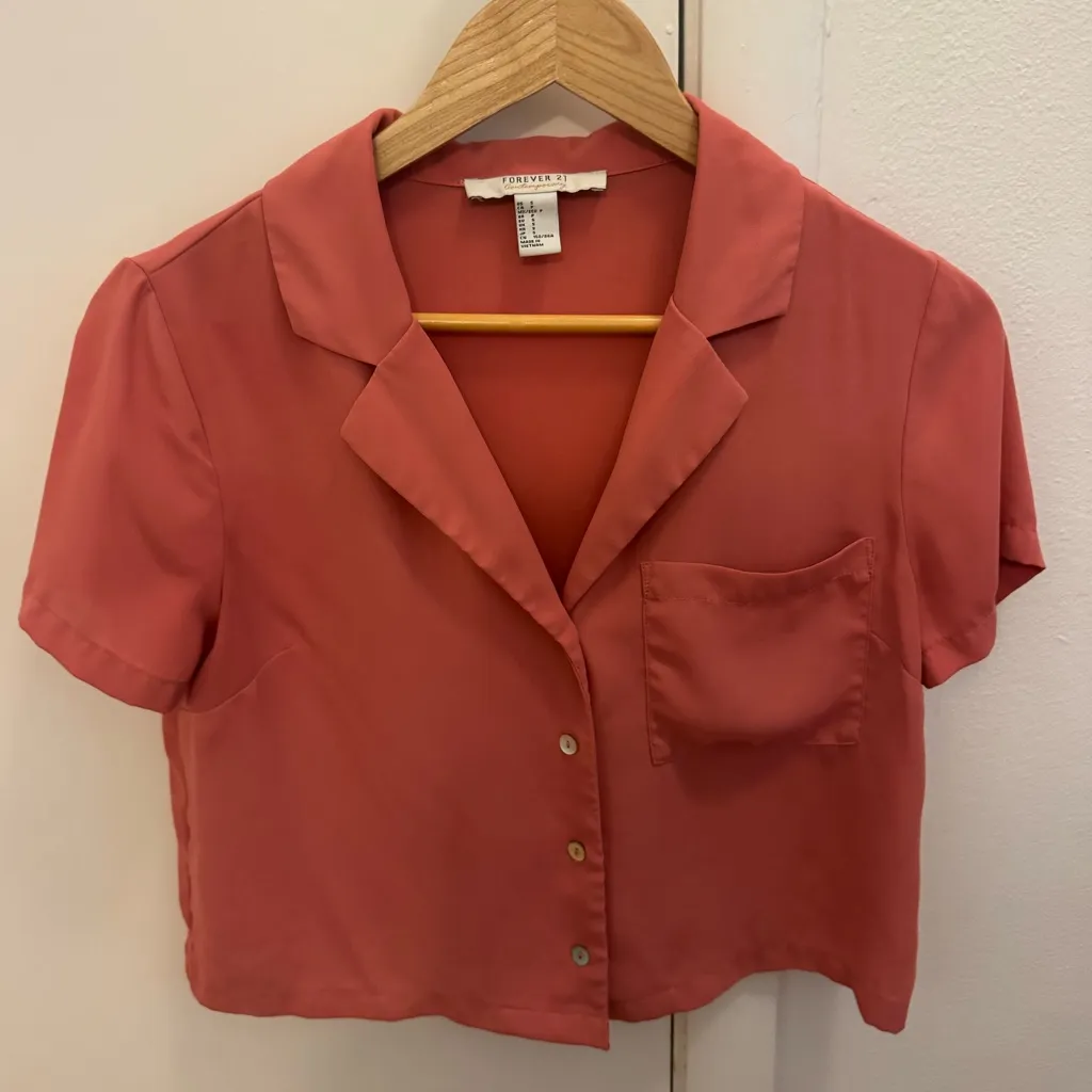 Forever 21 Coral Button-Down Shirt - Image 5