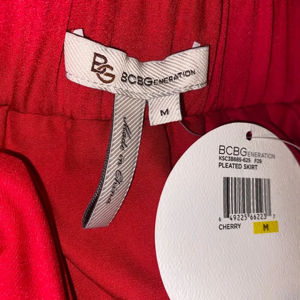 BCBGENERATION Red Vintage 2000s Accordion Pleated Mini Skirt - Image 9