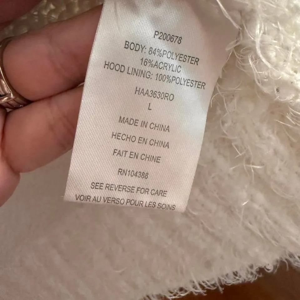 Absolutely Famous Cozy Striped Hooded Cardigan Sweater Pink White Tan Large - Image 5