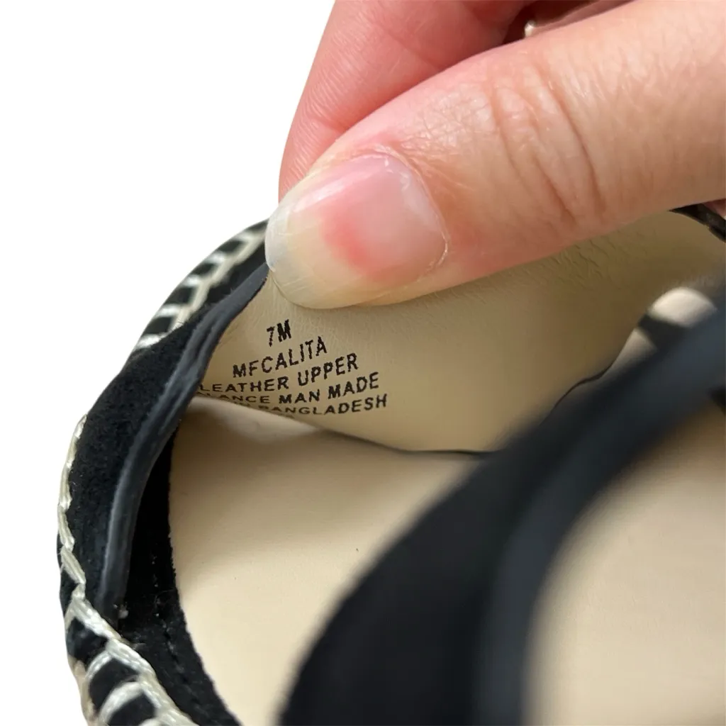 NEW Marc Fisher Calita Black Suede Platform Espadrille Wedge Sandals 7 - Image 4