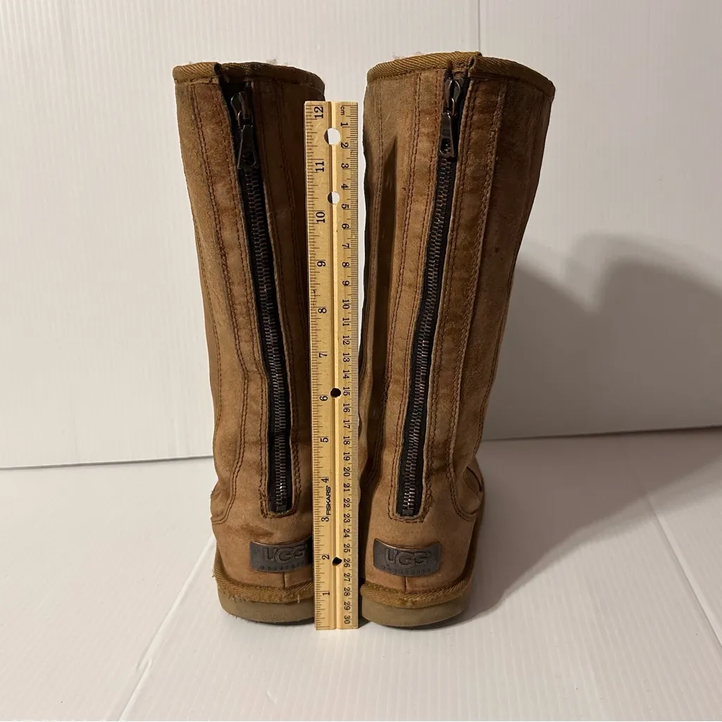 UGG S/N 5119 brown leather skeepskin lined tall boots women size 6 - Image 6