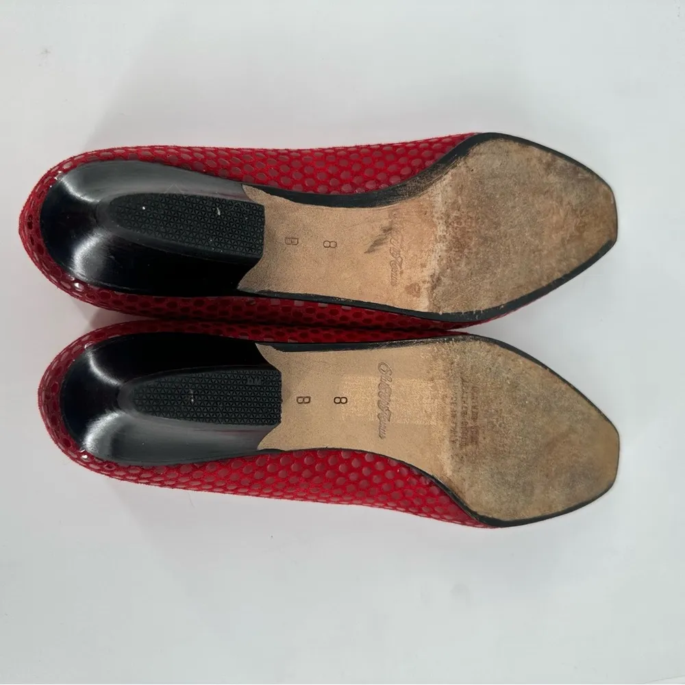 Saks Fifth Avenue Red Raised Patent Polka Dot Low Heels Leather size 8 - Image 9